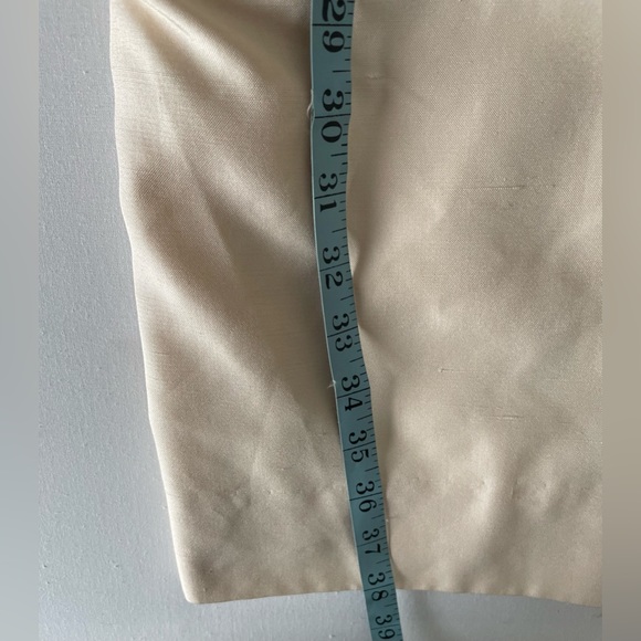 Vintage Silk Cream Button Midi Dress with Shoulder Pads Medium M - Picture 15 of 15